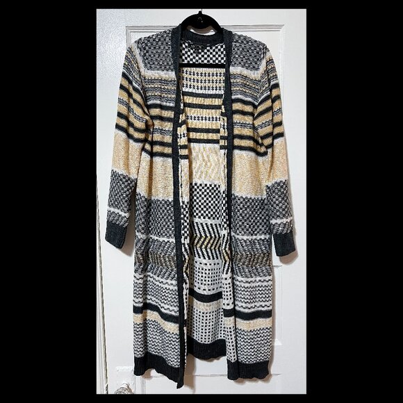 Lety & Me Sweaters - Lety & Me Womens Multicolor Colorblock Long Sleeve Midi Open Cardigan XL EUC